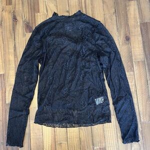 Rachel Zoe Black Lace Long Sleeve lace Top with camisole lining new without tag